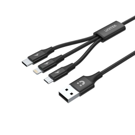 Cáp sạc nhanh đa năng 3 trong 1 dài 1.2m UNITEK C14049BK
