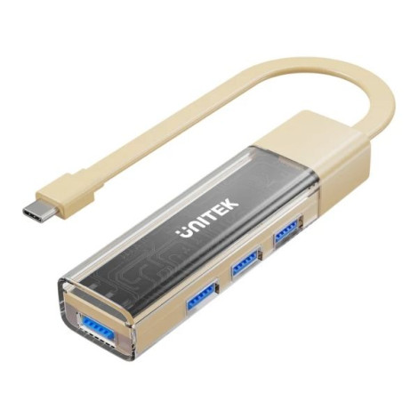 Hub chuyển Type-C sang 4 cổng USB 3.0 Unitek H1319A Nâu