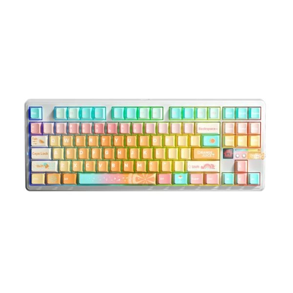 Bàn Phím Cơ Gaming 3 Mode AULA F87 PRO V2 Màu Orange Juice - Meteor Ice Cream Switch (2667)