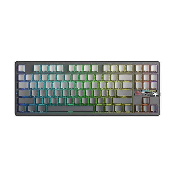 Bàn Phím Cơ Gaming 3 Mode AULA F87 PRO V2 Màu Xám đen gradient - Grey Wood V4 Switch (2629)