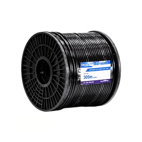 Cáp mạng APTEK Cat6 UTP Copper ngoài trời 24AWG dây cường lực 305m màu đen (630-1122-3)