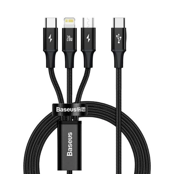 Cáp sạc nhanh 3 in 1 Baseus Rapid Series 20W dài 1.5m CAMLT-SC01 (LVE003-15-BK) - Black