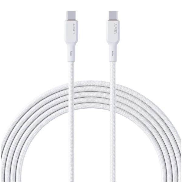 Cáp Sạc Nhanh C to C AUKEY CB-KCC102 100W Dài 1.8m White (CB-KCC102-WHT)