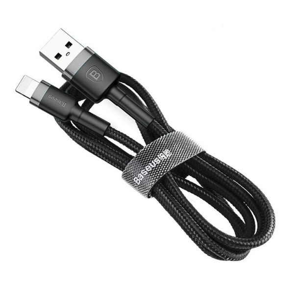 Cáp sạc nhanh USB to Lightning Baseus Cafule 2.4A dài 1m CALKLF-BG1 (Gray-Black)