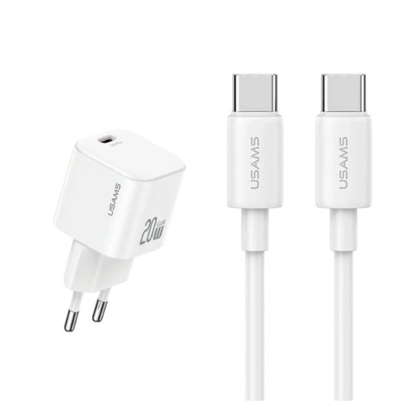 Combo Củ sạc + Cáp Type-C to Type-C dài 1M Usams JO04 20W JOXLTZ04 (USM194-CC-EW)