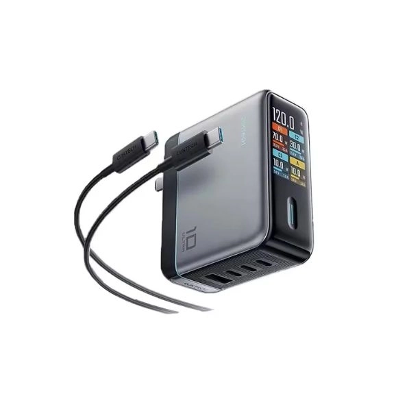 Combo Củ Sạc Nhanh 4 Cổng Kèm Cáp C to C CUKTECH 10 Ultra 120W CAD1204UCHGR (CKAD1204U-CB-CG) - Gray