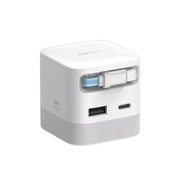 Củ Sạc Nhanh 2 cổng Type-C, USB-A Cuktech CP6 67W AD653W-WH White