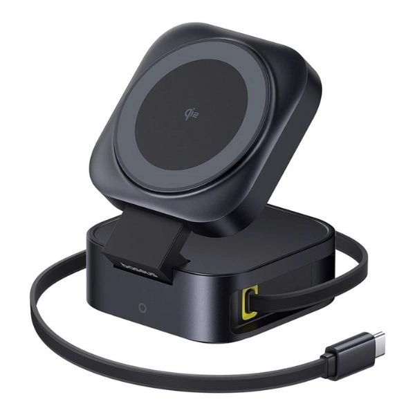 Đế sạc không dây 2-in-1 Baseus PicoGo Qi2 67W Cosmic Black (LVB039-BK)