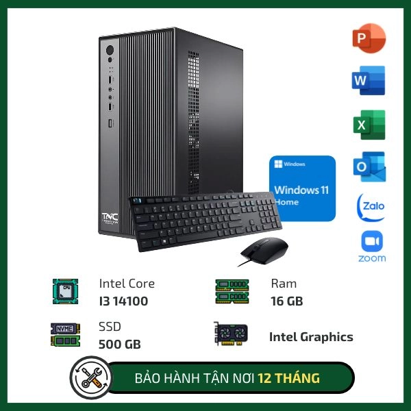 Máy bộ TNC Văn Phòng I314100-16G-500G-W11H (I3 14100/ Ram 16GB/ SSD 500GB/ Windows 11 Home)