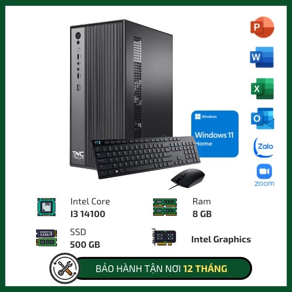 Máy bộ TNC Văn Phòng I314100-8G-500G-W11H (I3 14100/ Ram 8GB/ SSD 500GB/ Windows 11 Home)