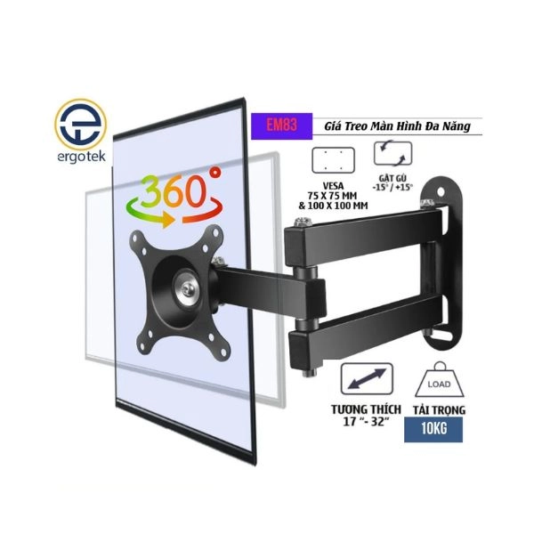 Giá treo màn hình tivi Ergotek xoay 360 độ EM83 14-32 inch