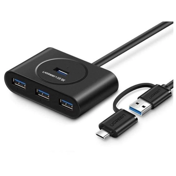 HUB USB 3.0 + Type-C 4 Port Ugreen 40850 kèm trợ nguồn cổng Micro 