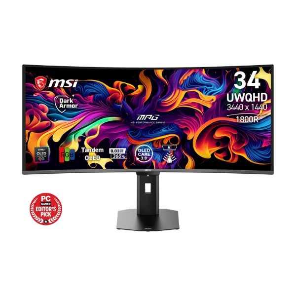 Màn hình LCD MSI MPG 341CQR QD-OLED X36 (34 inch/ 3440 x 1440/ 300 cd/m2/ 0.03ms/ 360Hz/ Curved)