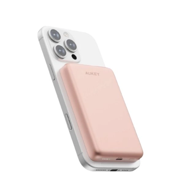 Sạc Dự Phòng Không Dây Aukey MagFusion M PB-MS07A 5000mAh 20W CCC Dawn Peach (PB-MS07A-DP)