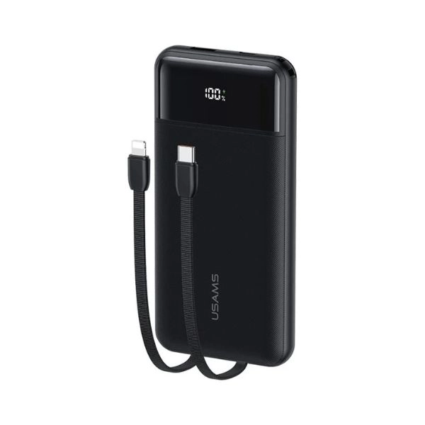 Sạc dự phòng Usams CD281 Fast Charging Power Bank with Dual Cable 10000mAh 22.5W - Black (10KCD281WM01) 