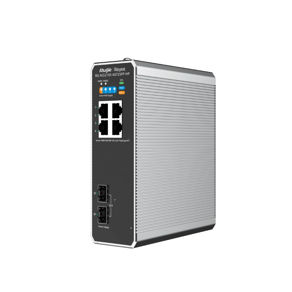 Switch PoE++ Công Nghiệp Ruijie RG-NIS2100-4GT2SFP-HP (6 port/ 1 Gbps/ 2 SFP)