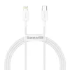 Cáp sạc nhanh Type C sang Lightning Baseus Superior Series 20W 1m White (LVE004-1M-WH)