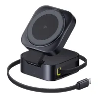 Đế sạc không dây 2-in-1 Baseus PicoGo Qi2 67W Cosmic Black (LVB039-BK)