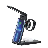 Đế sạc không dây tích hợp đèn bàn 3-in-1 USAMS US-CD181 15W Black (CD181WXC01)