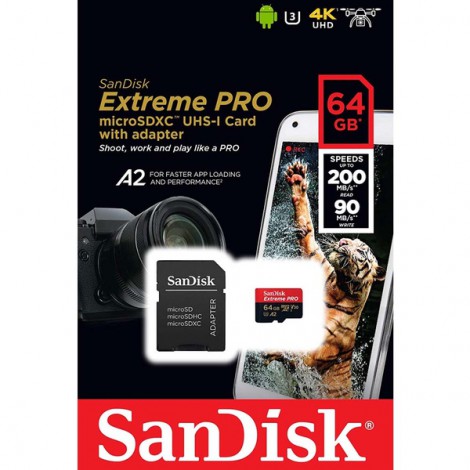 Thẻ nhớ MicroSD Sandisk Extreme Pro 64GB (SDSQXCU-064G-GN6MA)