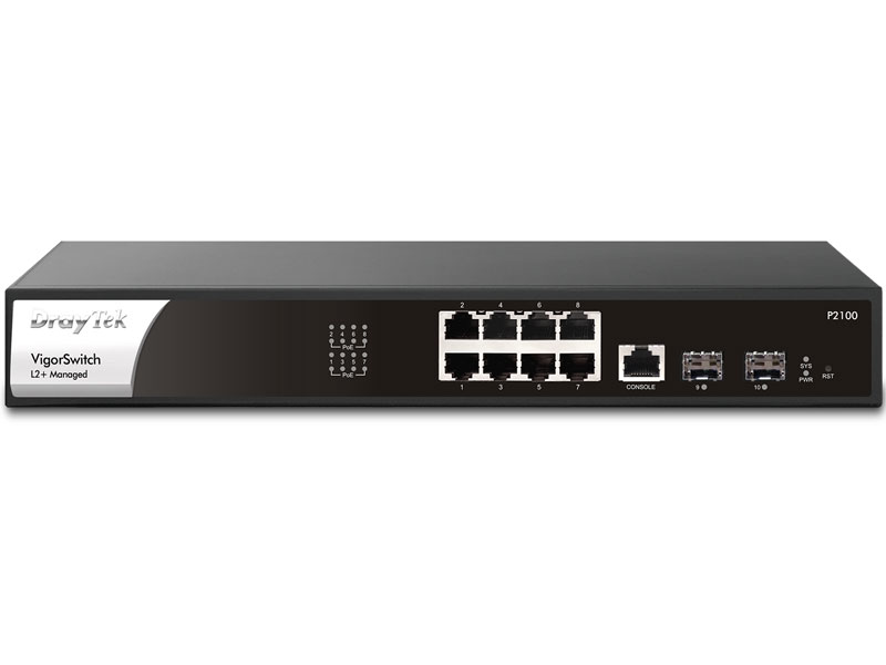 Switch PoE+ Draytek Vigor P2100 (10 port/ 10/100/1000 Mbps/ SFP/ Managed)