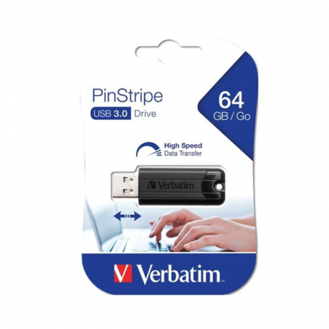 USB 64GB Verbatim PinStripe 49318 (màu đen)