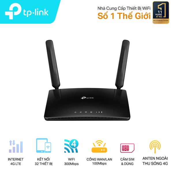 Router Wifi 4G LTE TP-Link TL-MR6400 (300 Mbps/ Wifi 4/ 2.4 GHz)