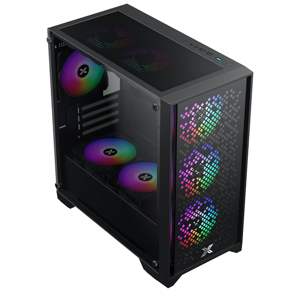 Case Xigmatek M-ATX NYX II 3F EN42188 được gia công bằng Steel phủ đen case máy tính