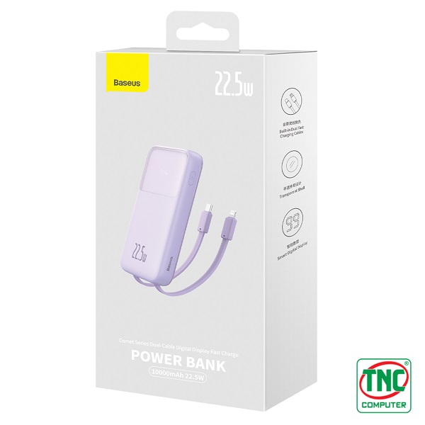 Sạc dự phòng Baseus Comet Series Dual-Cable 10000mAh 22.5W Purple chất lượng cao, an toàn Sạc dự phòng Baseus Comet Series Dual-Cable 10000mAh 22.5W Purple chất lượng cao, an toàn