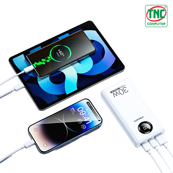 Sạc dự phòng Pisen QUICK Power Cube 20000mAh, sạc nhanh 30W - White (TS-D337) sở hữu cổng kết nối đa dạng Sạc dự phòng Pisen QUICK Power Cube 20000mAh, sạc nhanh 30W - White (TS-D337) sở hữu cổng kết nối đa dạng