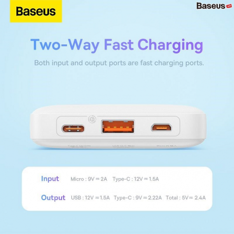 Sạc dự phòng Baseus Airpow Fast Charge 10000mAh 20W Black LVA022-1K-20 (PPQD090001)