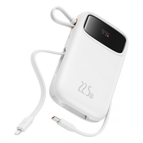 Sạc dự phòng Baseus Qpow2 Dual-Cable 10000mAh 22.5W Stellar White LVA025-1W-22 (P10055003223-00)