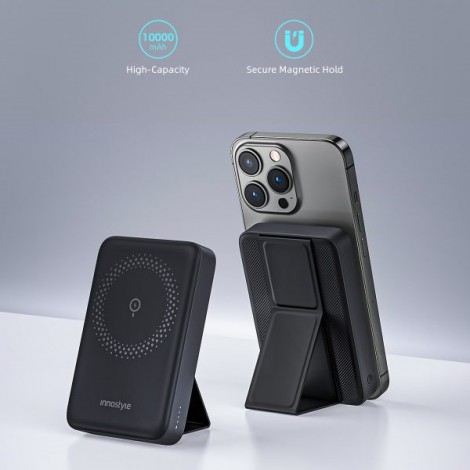 Sạc dự phòng Innostyle POWERMAG 15W 2 IN 1 Stand 10.000mAh PD 20W – IS20PDBLK (Black)