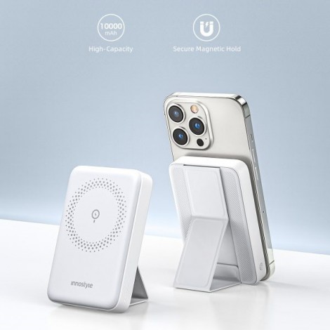 Sạc dự phòng Innostyle POWERMAG 15W 2 IN 1 Stand 10.000mAh PD 20W – IS20PDWHT (White)