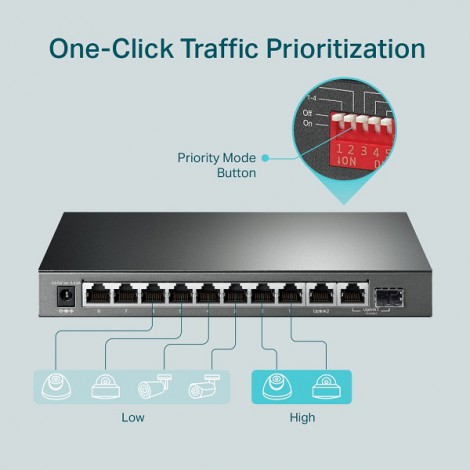 Switch PoE+ TP-Link TL-SG1210MP (10 port/ 1 Gbps/ SFP Combo)