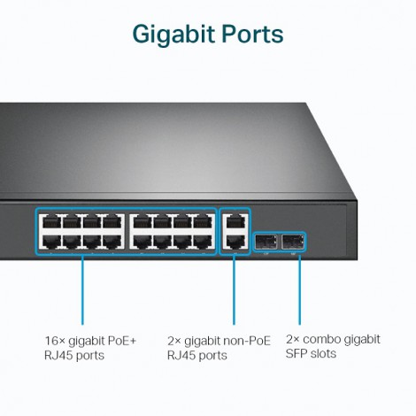 Switch TP-Link 18 port (16 port PoE) TL-SG1218MP